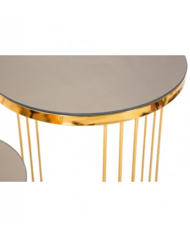 Einfaches rundes Bronze-Spiegeltisch-Set, 3 Stück, cm. – Mauro Ferretti - 