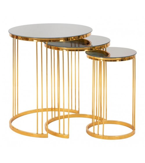 Simple Round Bronze Mirror Tables Set3Pcs Cm ..- Mauro Ferretti -  - 8024609356261