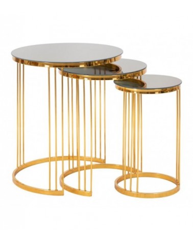 Ensemble De Tables Miroir Rond Bronze Simple3Pcs Cm ..- Mauro Ferretti - 
