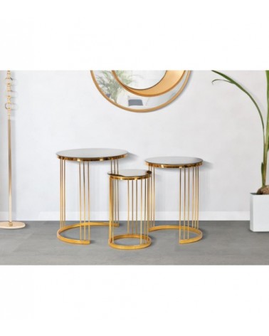 Simple Round Bronze Mirror Tables Set3Pcs Cm ..- Mauro Ferretti -  - 8024609356261