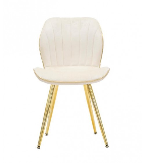Glam Paris Space Velvet Chair Cream / Gold Set 2 Pcs 46X58X77 Cm - Mauro Ferretti -  - 8024609356735