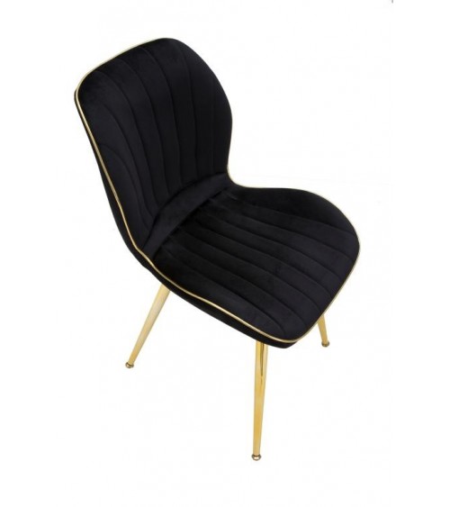 Glam Paris Space Velvet Chair Black / Gold Set 2 Pcs Cm 46X58X77- Mauro Ferretti -  - 8024609356742