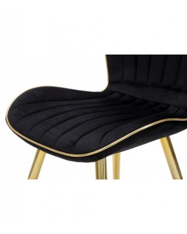 Glam Paris Space Velvet Chair Black / Gold Set 2 Pcs Cm 46X58X77- Mauro Ferretti -  - 8024609356742