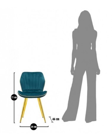Glam Paris Space Velvet Chair Ottanio /Gold Set 2 Pcs 46X58X77 Cm - Mauro Ferretti -  - 8024609356759