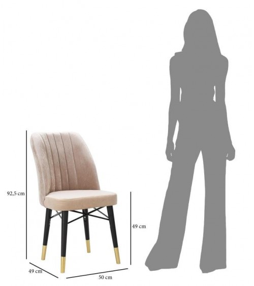 Glam Velvet Chair Bella Crema Set 2 Pieces 50X49X92.5 Cm -  - 8024609357268