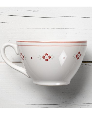 Country Chic Ceramic Milk Cups with Red Flowers -  - 