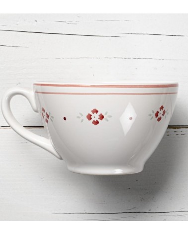 Tasses à lait Country Chic en céramique avec fleurs rouges - 