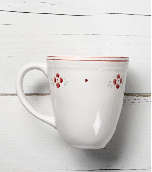 Tazza Mug  in Ceramica  Stile Provenzale Decorata con Fiori Rossi  - Luxe Lodge