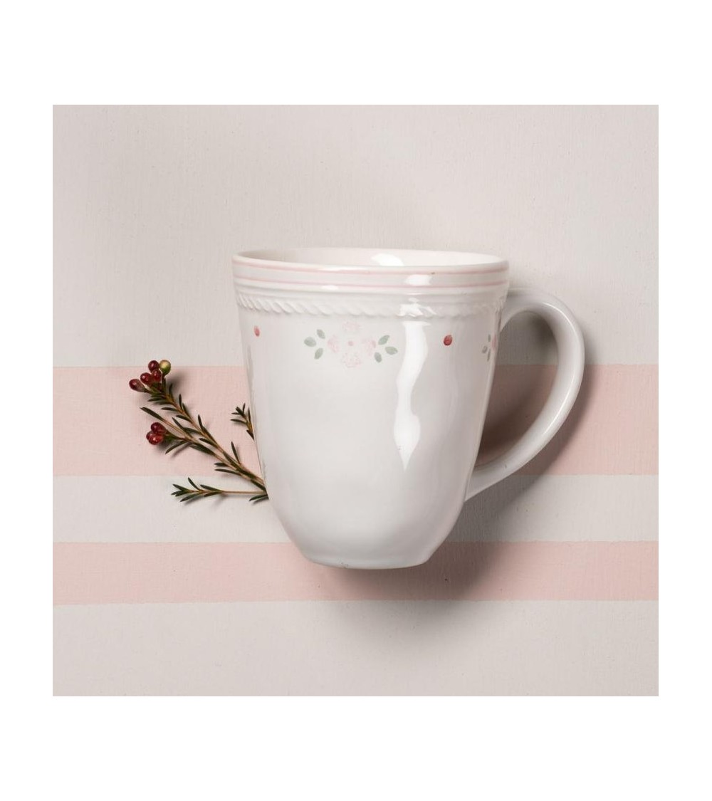 Tazza Mug in Ceramica con Fiori Rosa Shabby Chic - 