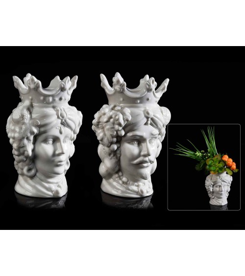 Paar Testa di Moro Vasen aus weißem Porzellan - 