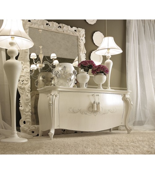 Buffet de luxe Lord en bois blanc avec pieds en forme et décor - Giusti Portos