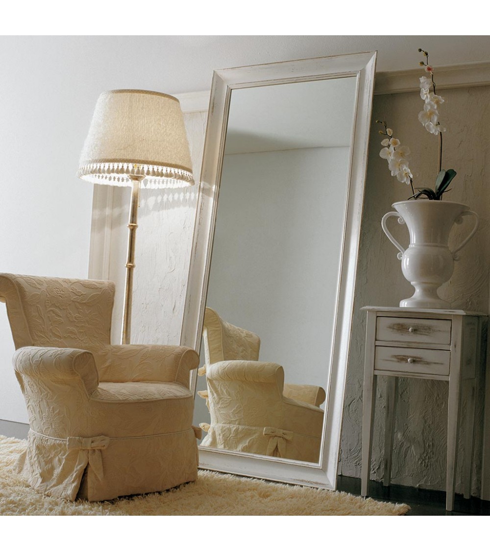 Miroir de luxe en bois ivoire effet usé - Giusti Portos - 