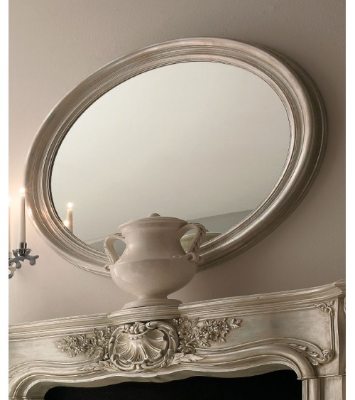 Oval Mirror in Wood and Silver Leaf - Giusti Portos -  - 