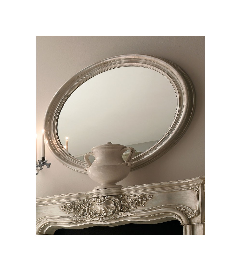 Ovaler Spiegel aus Holz und Blattsilber - Giusti Portos - 