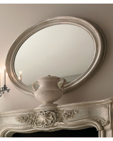 Miroir ovale en bois et feuille d'argent - Giusti Portos - 