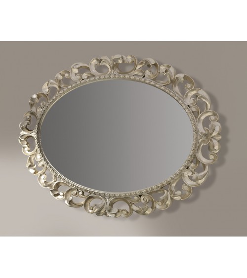 Ovaler Spiegel aus Holz und Blattsilber in Champagner - Giusti Portos - 