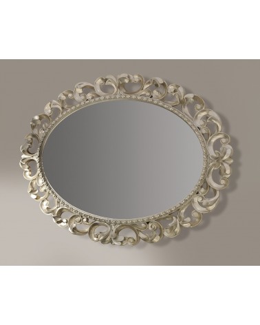 Oval Mirror in Wood and Champagne Silver Leaf - Giusti Portos -  - 