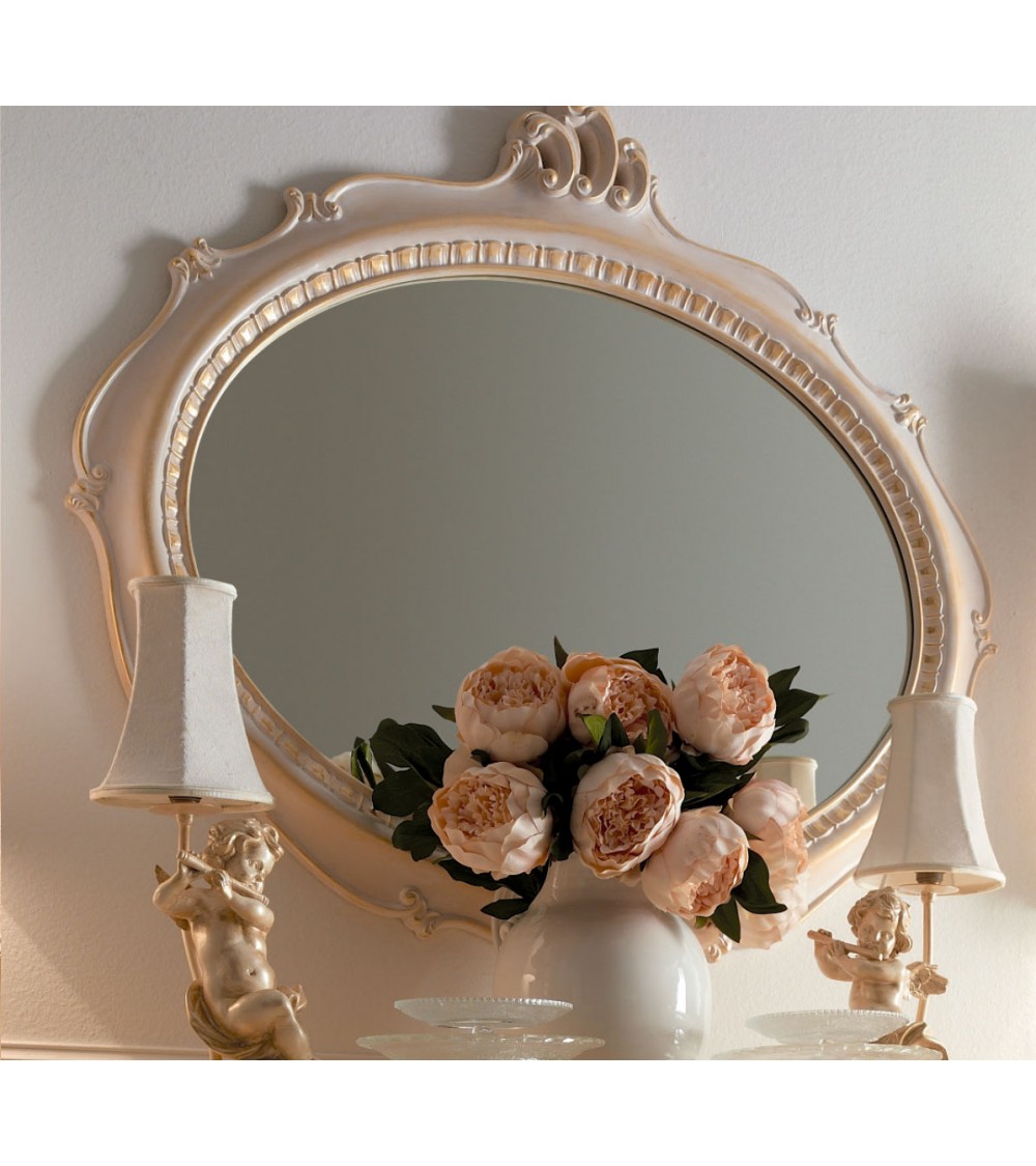 Miroir ovale en bois avec finition perlée - Giusti Portos - 