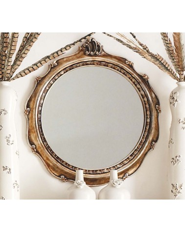 Runder Spiegel aus Holz mit Rosenoxid-Finish - Giusti Portos - 