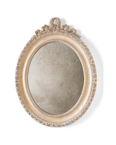 Specchiera Ovale in Legno e Oro Decapè con Vetro Anticato - Giusti Portos - 