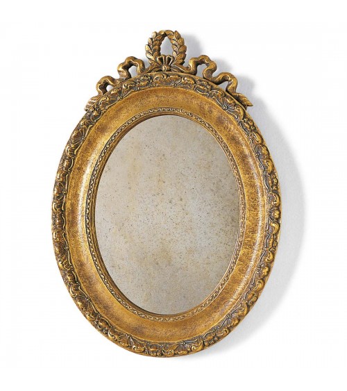 Miroir Ovale en Bois Doré Antique avec Verre Antique - Giusti Portos
