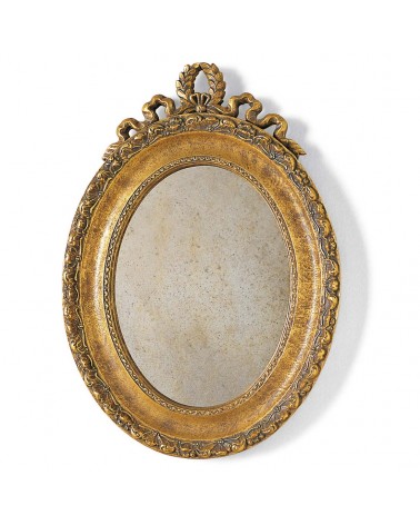 Specchiera Ovale in Legno Oro Anticato con Vetro Anticato - Giusti Portos - 