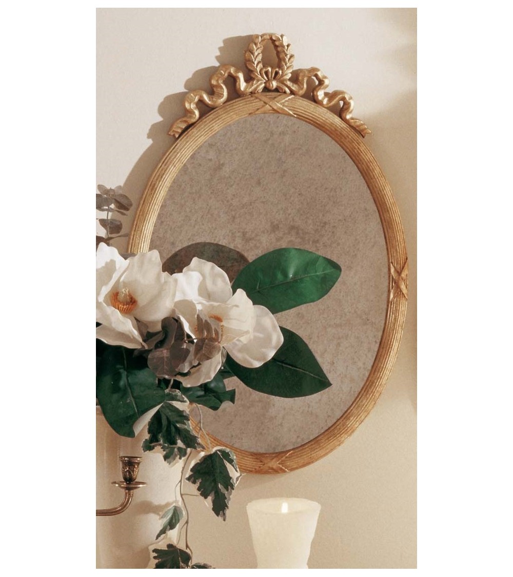 Specchiera Ovale Venere in Legno Oro Anticato con Vetro Anticato - Giusti Portos - 