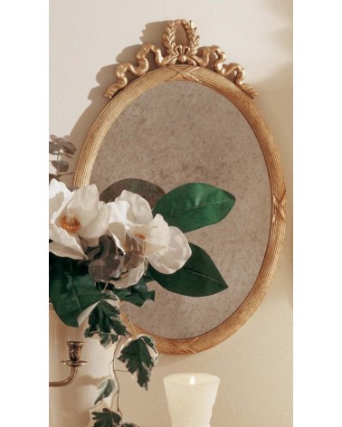 Miroir Ovale Venere en Bois Doré Antique avec Verre Antique - Giusti Portos - 