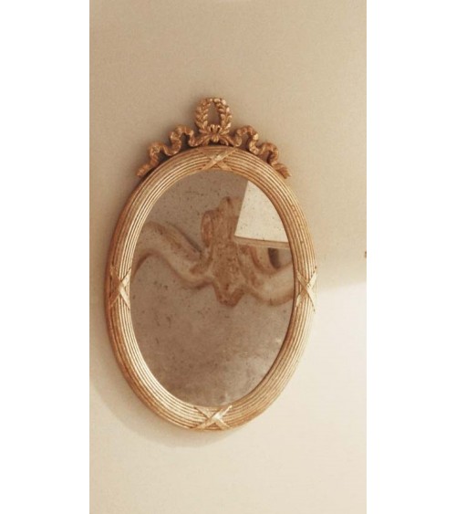 Verbena Ovaler Spiegel aus antikem Goldholz mit antikem Glas - Giusti Portos