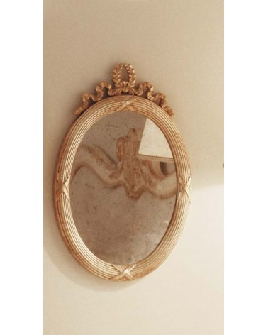 Verbena Oval Mirror in Antique Gold Wood with Antique Glass - Giusti Portos -  - 