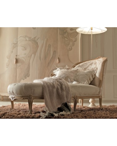 Dormeuse en bois ivoire recouvert de tissu ivoire décoré - Giusti Portos - 