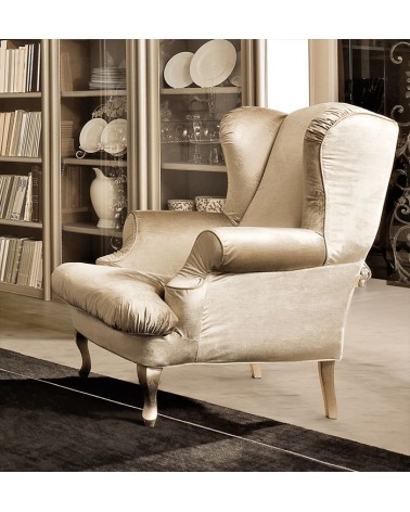 Maiorca armchair in wood and champagne fabric - Giusti Portos -  - 
