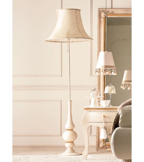 Dolcevita Floor Lamp in Ivory Wood and Brass with Gold Details - Giusti Portos -  - 