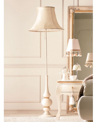 Dolcevita Stehlampe aus Elfenbeinholz und Messing mit goldenen Details – Giusti Portos - 