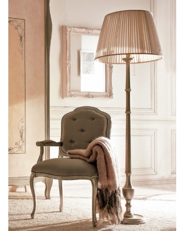 Torciera Floor Lamp in Silver Wood and Pleated Lampshade - Giusti Portos -  - 