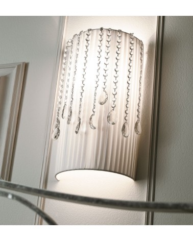 Alì Wall Lamp in Pleated Fabric and Crystal Pendants - Giusti Portos -  - 