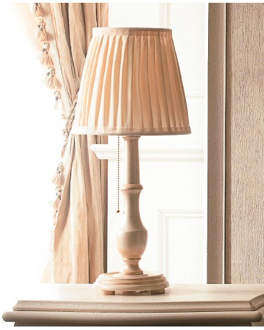 Rina Abat Jour aus Perlholz mit plissiertem Lampenschirm – Giusti Portos - 