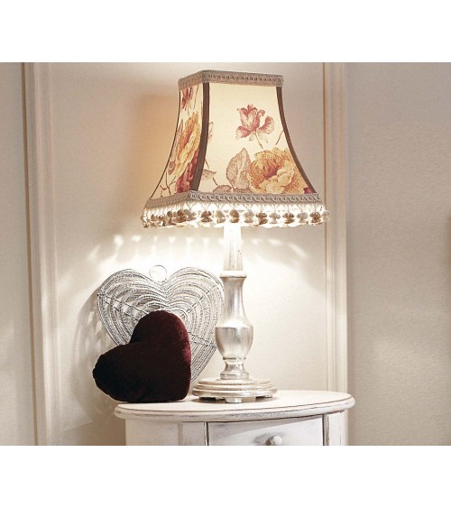 Rina Abat Jour in Silver Wood with Decorated Lampshade and Tassels - Giusti Portos -  - 