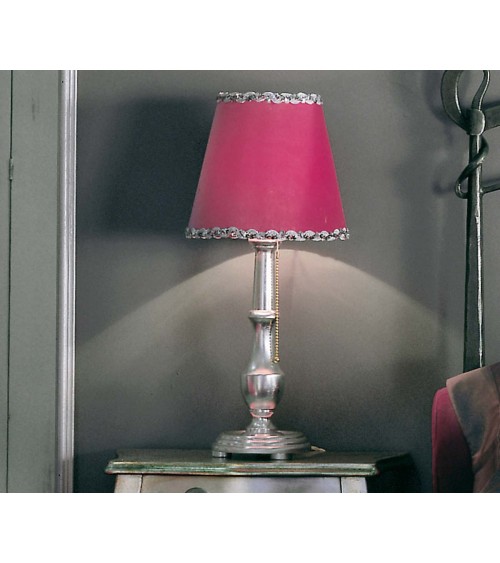 Abat Jour Rina in Silberholz mit fuchsiafarbenem Lampenschirm, verziert mit Pailletten - Giusti Portos - Luxuslampe