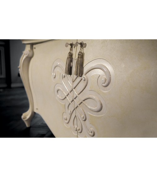 Nobelesse Sideboard in Golden Ivory Wood and Ceramic Details - Giusti Portos -  - 