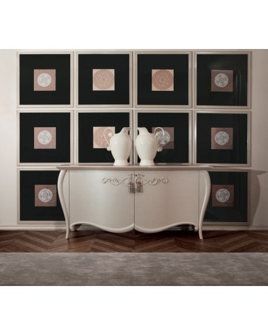 J'Adore Sideboard mit Cameo-Struktur und elfenbeinfarbenen Keramikdekorationen - Giusti Portos - 