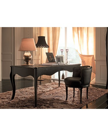 Liberty-Schreibtisch aus schwarzem Holz mit 3 Schubladen und Nappaleder – Giusti Portos - 