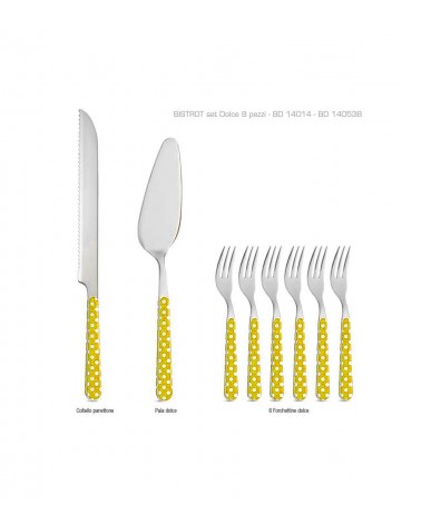 Italian Cutlery Neva Pois - Cake Set 8 Pcs Yellow -  - 8056600481246