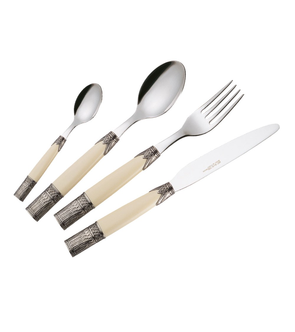 Set 75 Pieces Colored Aria Cutlery in Case Packaging - Eme Posaterie -  Discounts 437,47 € Color Ivory