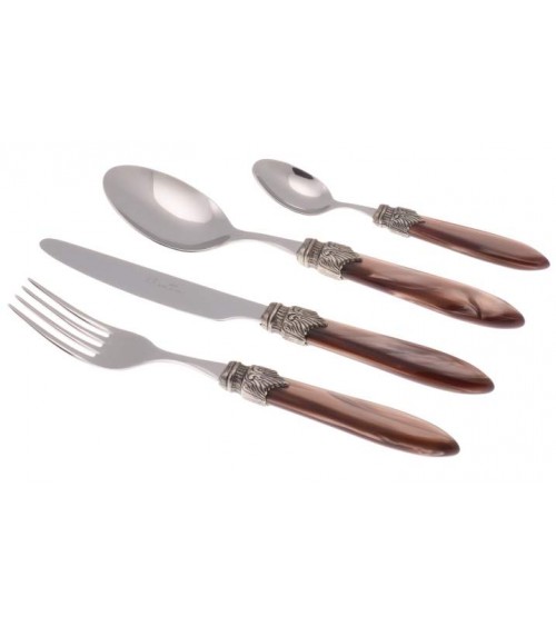 Set 4tlg Tischgedeck Farbiges Perlmuttbesteck Rivadossi - Laura - 
