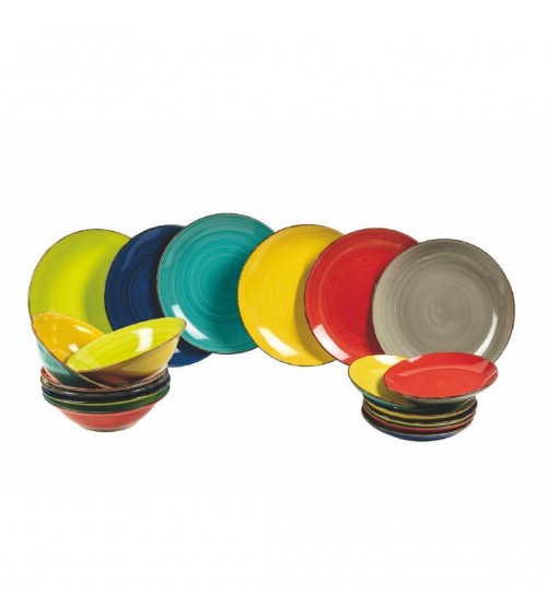 Modern Colored Plate Service 18 pcs in stoneware, Baita 2 - Multicolor -  - 