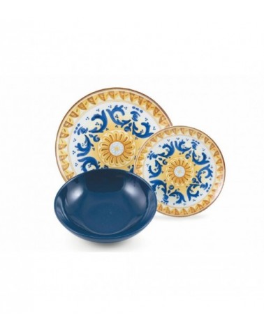 Modern Colored Plate Service 18 pcs in porcelain and stoneware, Zagara - Multicolor -  - 