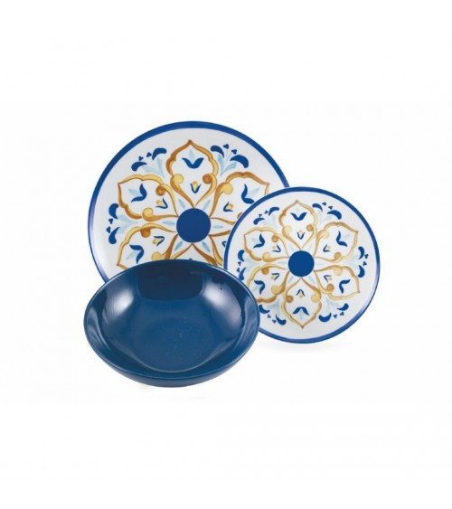 Modern Colored Plate Service 18 pcs in porcelain and stoneware, Zagara - Multicolor -  - 