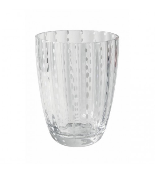 Set mit 6 Stück 300 ml Wasserglas aus Glas mit Punkten und gewellter Oberfläche, Kalahari – Transparent und Weiß - 