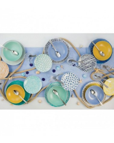 Modern Colored Plate Service 18 pcs in porcelain and stoneware, Ethnic - Multicolor -  - 